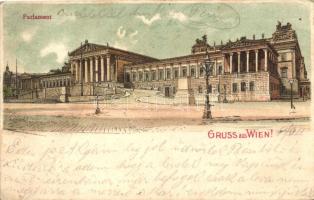 Vienna, Wien; Parlament / Parliament, litho (wet corner)