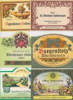 Rheinpfalz borcímkék, különböző méretben és minőségben, 29db