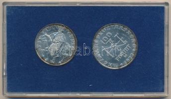 1972. 50Ft Ag + 100Ft Ag "Szent István" pár, kék plasztiktokban T:BU kis patina