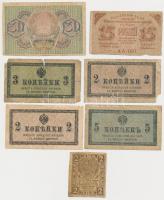 Orosz Birodalom 1915. 2k (2x) + 3k + 5k + Szocialista Szövetségi Szovjet Köztársaság 1919. 2R + 15R + 30R T:vegyes Russian Empire 1915. 2 Kopeks (2x) + 3 Kopeks + 5 Kopeks + Russian Socialist Federated Soviet Republic 1919. 2 Rubles + 15 Rubles + 30 Rubles C:mixed