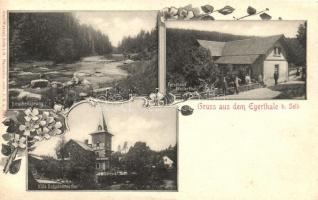 Cheb, Eger, Egerthal; Hirschensprung, Villa Hutschenreuther, Forsthaus Wellerthal / spring, villa, forestry house, floral