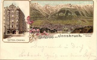 1899 Innsbruck, Kathol. Casino / Catholic casino, floral, litho (EK)