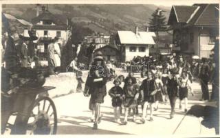 1926 Kitzbühel, Festival procession, F.J. Angerer photo - 4 old photo postcards