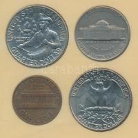 Amerikai Egyesült Államok 1964. 5c + 1968. 1c + 1976. 1/4$ + 1981. 1/4$ plasztiktokban T:2,2-
USA 1...