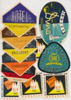 Magyar hotelcímkék benne háború előttiek is, különböző méretben és minőségben, 20db