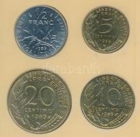 Franciaország 1985. 5c + 1986. 10c + 20c + 1/2Fr plasztiktokban T:2 France 1985. 5 Centimes + 1986. 10 Centimes + 20 Centimes + 1/2 Francs in plastic case C:XF