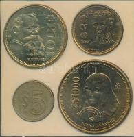Mexikó 1985. 5P + 1988. 20P + 100P + 1000P plasztiktokban T:2 Mexico 1985. 5 Pesos + 1988. 20 Pesos + 100 Pesos + 1000 Pesos in plastic case C:XF
