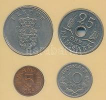 Dánia 1968. 25ö + 1970. 10ö + 1971. 1Kr + 1979. 5ö plasztiktokban T:2
Denmark 1968. 25 Ore + 1970. ...