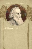 Johannes Brahms, Meissner & Buch Künstler Postkarten serie 1194, golden decoration, litho, Art Nouveau, Emb.