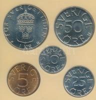 Svédország 1978. 50ö + 1982. 25ö + 1983. 5ö + 1Kr + 1984. 10ö plasztiktokban T:2
Sweden 1978. 50 Or...