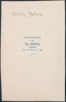 cca 1880-1900 Keményhátú kabinetfotó "Köhler, Johann" felirattal, W. Engel trieszti műterm...