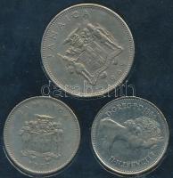 Vegyes: Jamaica 1969. 20c + 1977. 10c + Nagy-Britannia 1980. 5P plasztiktokban T:2
Mixed: Jamaica 1...