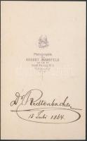 1864 Keményhátú kabinetfotó "dr. Redtenbacher" felirattal, August Mansfeld bécsi műtermébő...