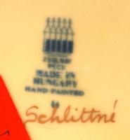 Zsolnay búzavirág mintás dobozka, kézzel festett, jelzett, hibátlan, 10×10 cm