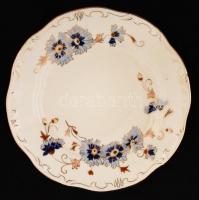 Zsolnay búzavirág mintás szendvicses készlet, kézzel festett, jelzett, a tálcán máz alatti repedésse...