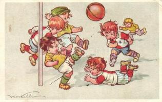 Italian art postcard, children football match, Degami 972. s: V. Castelli (EK)