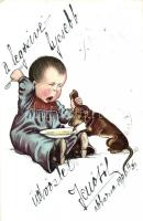 Child with dog, humour, S. No. 416. VI. (EB)