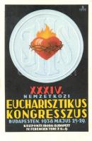 1938 Budapest XXXIV. Nemzetközi Eucharisztikus Kongresszus, reklám / 34th International Eucharistic Congress, Budapest, s: Szuchy