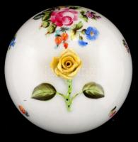 Herendi rózsás bonbonier, kézzel festett, jelzett, hibátlan, m:12 cm, d:11 cm