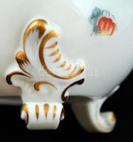 Herendi rózsás bonbonier, kézzel festett, jelzett, hibátlan, m:12 cm, d:11 cm