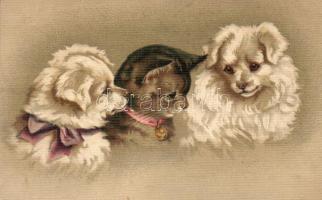 Dogs with cat, G.O.M. 2588. litho