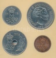 Dánia 1978. 10ö + 25ö + 1979. 5ö + 1Kr plasztiktokban T:2
Denmark 1978. 10 Ore + 25 Ore + 1979. 5 O...