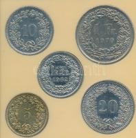 Svájc 1970. 1Fr + 1980. 10r + 1982. 20r + 1/2Fr + 1983. 5r plasztiktokban T:2
Switzerland 1970. 1 F...