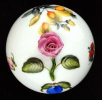 Herendi Fiori e frutta mintás rózsás ékszertartó dobozka, kézzel festett, jelzett, hibátlan, m:8 cm