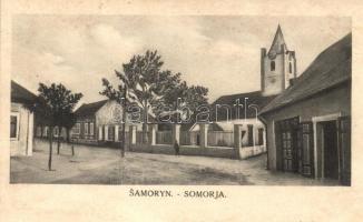 Somorja, Samorin; utca, Református templom / street, church (ázott / wet damage)