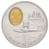 Kanada 1994. 20$ Ag "Curtiss HS-2L - Stuart Graham" aranyozott portré, eredeti dísztokban tanúsítvánnyal és ismertető leírással T:PP Canada 1994. 20 Dollars Ag "Curtiss HS-2L - Stuart Graham" with gold plated cameo, in original case with certificate C:PP