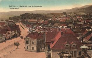 Feketehalom, Zeiden; Marktplatz, Belgergassse / market place, street (Rb)