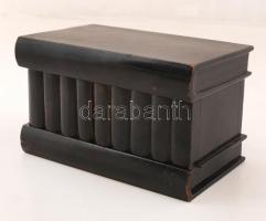 Antik titokdoboz, bársony béléssel, belsejében Budapest Hősök tere képpel, kulccsal, kopott, 12x19x1...