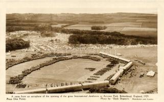 1929 Birkenhead, England; Arrowe Park, opening of the 3rd World Scout Jamboree, aerial view (kis felületi sérülés / minor surface damage)