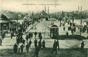 Constantinople, Le Nouveau Pont et Vue de Galata / The new bridge and the view of Galata, tram, (vágott / cut)