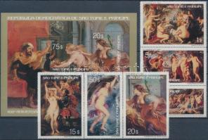 1977 Rubens festmények sor 3-as tömbökben Mi 452-457 + blokk 2