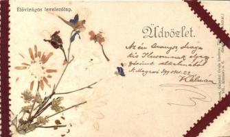 1899 Élővirágos levelezőlap, Galantai Gyula kiadása / Real-flower greeting card (EK)