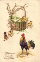 Easter, rooster, chicken, B.N.K. 3540. litho (EK)