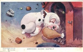 'Arrived home safely', Bonzo dog, s: G.E. Studdy