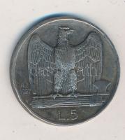 Olaszország 1927R 5L Ag "III. Viktor Emánuel" T:2- Italy 1927R 5 Lire Ag "Vittorio Emanuele" C:VF