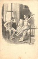 Erotic couple art postcard (EK)