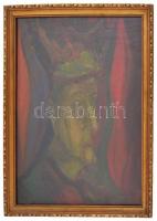 Kondor jelzéssel: Kalapos férfi. Olaj, karton, üvegezett keretben, 48×33 cm