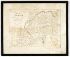 cca 1830 Dr. F. W. Streit: Magyarország északkeleti részének rézmetszetű térképe. Üvegezett keretben. Folttal. 42x34 cm