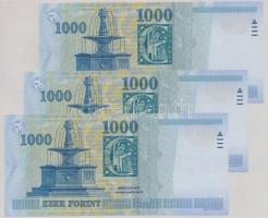 2005. 1000Ft "DA" (3x) sorszámkövetők T:I