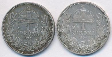 1894KB 1K Ag "Ferenc József" (2x) T:2-,3