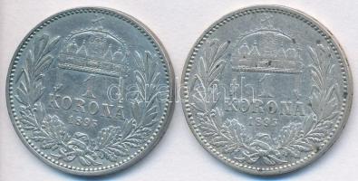 1895KB 1K Ag "Ferenc József" (2x) T:2-,3