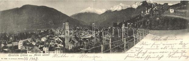 Merano, Meran; panoramacard (hajtásnál elvált / bent till broken)