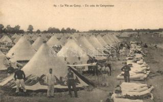 La Vie au Camp, Un coin de Campement / WWI French military camp, soldiers