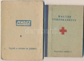 1952, 1959 2 db igazolvány: Magyar Vöröskereszt, MNDSZ tagsági könyv