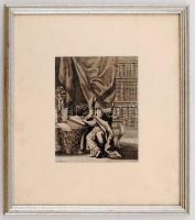 Jacob Müller: Kódexíró püspök. Metszet. Üvegezett keretben. Képméret 13x17 cm, Keret: 29x32 cm