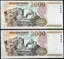 2013. 2000Ft "CC" (2x) sorszámkövetők T:I